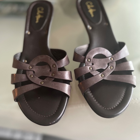 Y2K Cole Haan kitten heel brown slip-on brown size 7 - Picture 3 of 7